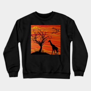 Sunset African Savannah Landscape - Original Acrylic Art Crewneck Sweatshirt